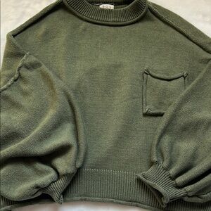 Olive Green Cropped Sweater